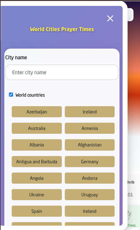 نتیجه جستجوی شهرها در ShariaTime